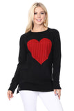 Cozy Heart Jacquard Round Neck Pullover Sweater