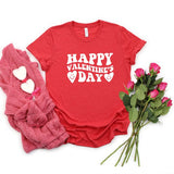 Happy Valentines Day Heart Sleeve Graphic Tee