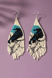Boho long Handwoven seed bead raven earrings