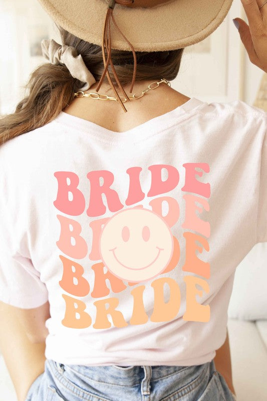 F/B POCKET BRIDE HAPPY FACE GRAPHIC TEE