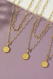 2 row brass double sided hexagon initial necklace
