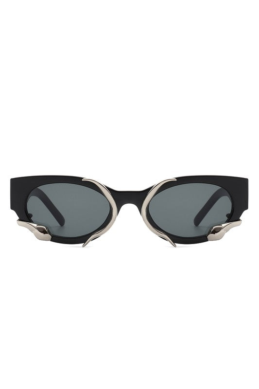 Women Round Snake Design Cat Eye Sunglasses
