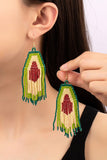 Seed bead avocado drop earrings