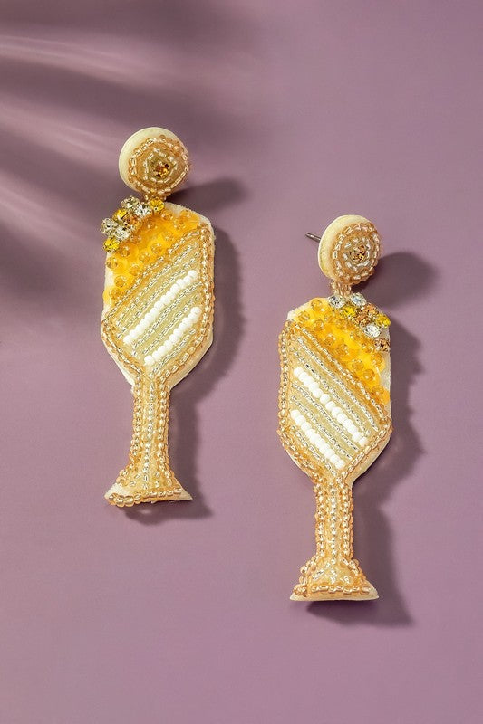 seed bead cocktail glass drop earrings