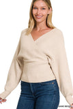 Viscose Cross Wrap Pullover Sweater