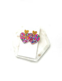 Queen of Heart Glitter Acrylic Earrings Valentines