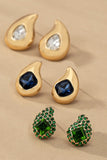 Trio teardrop earrings with rhinestones