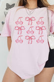 CHERRY RIBBON BOW VALENTINES GRAPHIC TEE