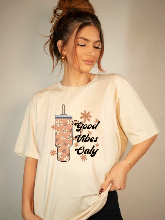 Good Vibes Only Flower Cup Graphic Tee