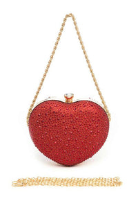 Rhinestone Pave Heart Shape Party Box Clutch