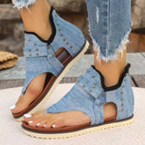 Studded Raw Hem Flat Sandals