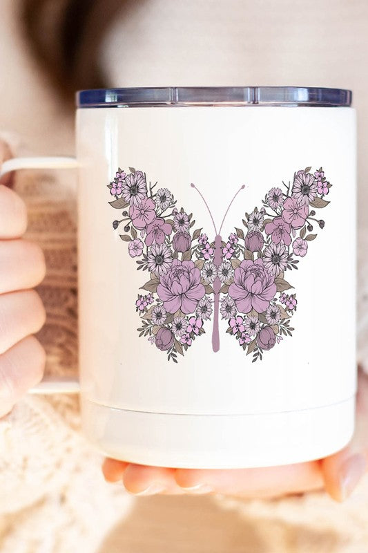 Floral Butterfly Cute Travel Coffee Cup