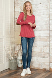 Solid Long Sleeve Sequin Elbow Patch Top