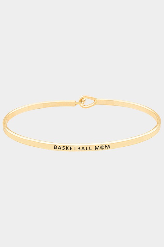 Basketball Mom Brass Thin Metal Hook Bracelet