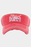 Blessed MOM Floral Vintage Visor Hat