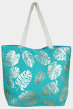 Tropical Leaves Foil Beach Bag
