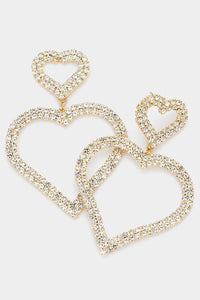 Rhinestone Embellished Heart Link Earrings - MeriMeriShop