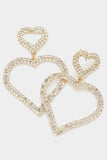 Rhinestone Embellished Heart Link Earrings - MeriMeriShop