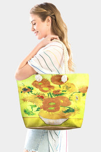 Sunflowers Print Beach Tote Bag