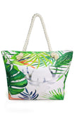 Tropical Leaf Print Beach Tote Bag