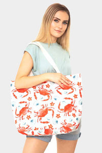 Watercolor Crab Beach Tote Bag