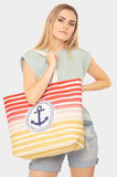 Stripe Anchor Beach Tote Bag