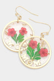 MOM Pressed Flower Clear Lucite Round Earrings
