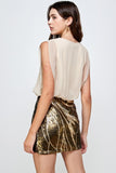 Blouse Sleeveless top Sequin Bottom Mini Dress