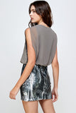 Blouse Sleeveless top Sequin Bottom Mini Dress