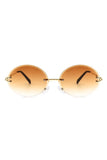 Round Oval Rimless Circle Vintage Sunglasses