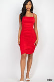 Solid Front & Back Double Ruched Dress
