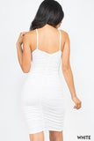 Solid Front & Back Double Ruched Dress