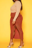 Plus Size Drawstring Hem Shimmer Maxi Skirt