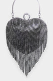 Rhinestone Fringe Heart Clutch Bag - MeriMeriShop