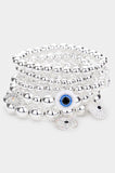 5PCS - Evil Eye Charm Beaded Stretch Bracelets - MeriMeriShop