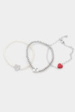 3PCS - MOM Heart Charm Accented Pearl Bracelets