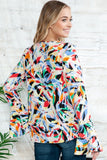 Colorful Long Bell Sleeve V Neck Top