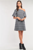 Checkered One Shoulder Mini Dress