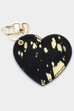 Gold Splash Faux Leather Heart Key Chain - MeriMeriShop