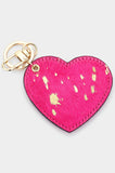 Gold Splash Faux Leather Heart Key Chain - MeriMeriShop