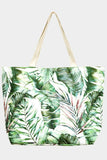 Hand Drawn Tropical Leaf Patterned Beach Tote Bag