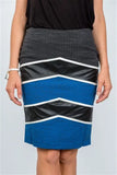 High Waist Color Block Pencil Skirt