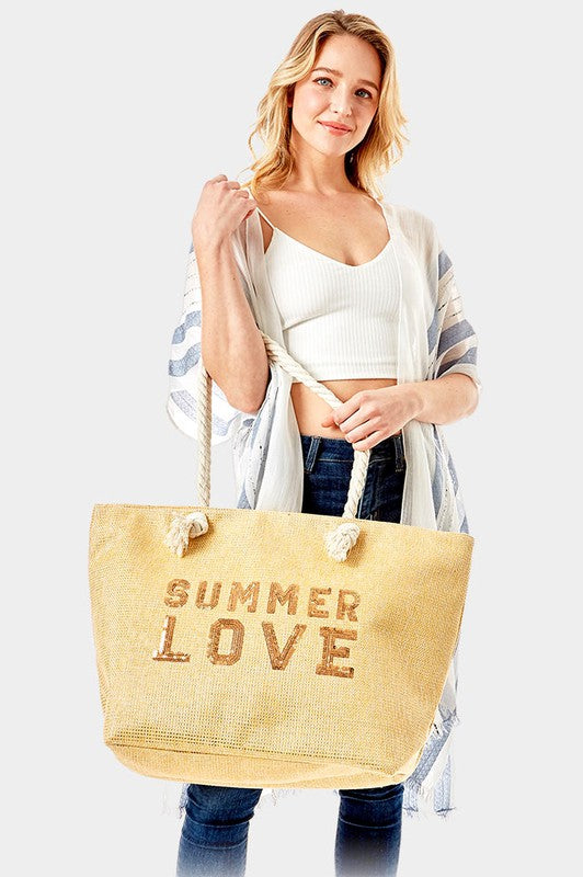 SUMMER LOVE Message Glitz Beach Tote Bag