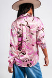 SHIRT IN ABSTRACT PINK PRINT