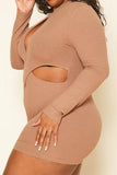 Plus Size Ribbed Knit Cut Out Romper