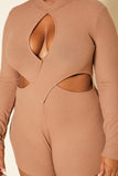 Plus Size Ribbed Knit Cut Out Romper