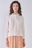 Long Sleeve Collared Neck Button Down Front Blouse