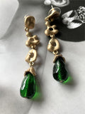Green glass jelly vintage style drop earring