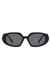 Retro Oval Chic Round Leaf Design Sunglasses