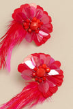 Flower Fiesta Earrings with Feather Drop